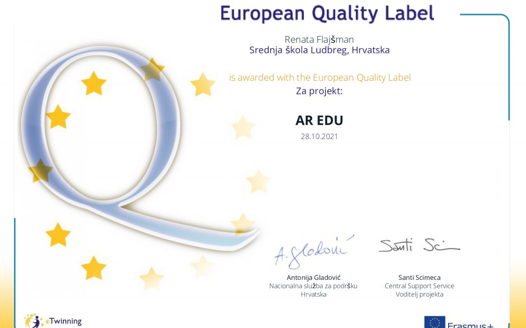 Srednja škola Ludbreg nagrađena Europskom oznakom kvalitete